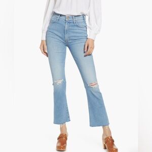 MOTHER The Hustler Distressed Raw Hem Ankle Jeans in Thrilling Shots NWT Size 29